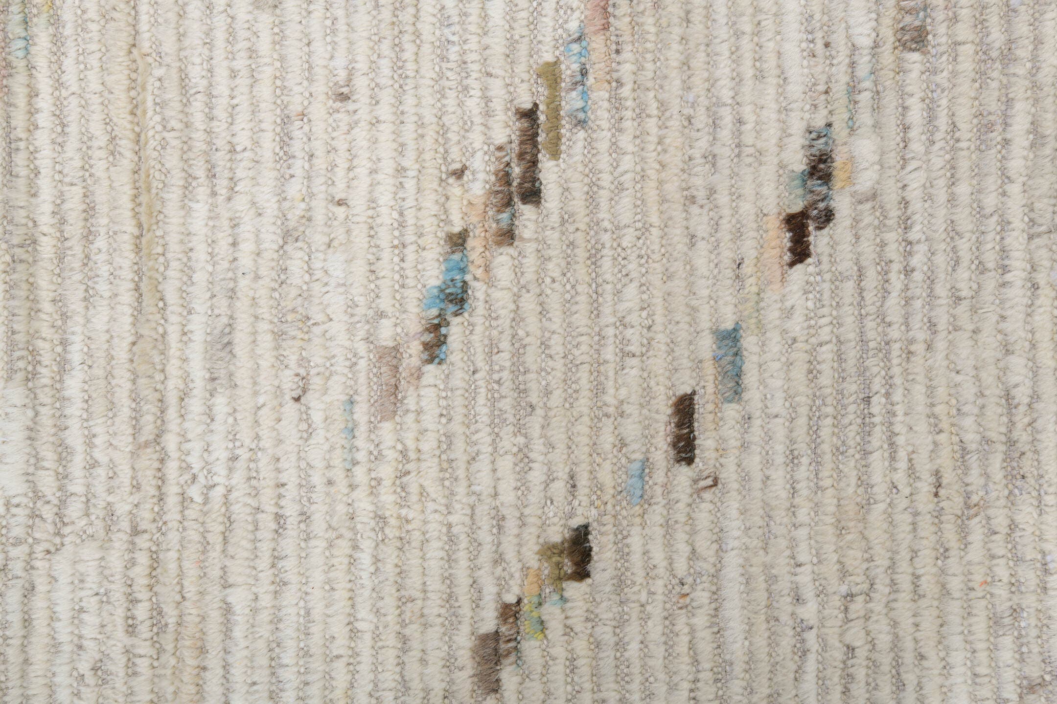 10' x 13' one-of-a-kind handmade vintage Tulu large size rug. Color palette: ivory, cream, charcoal, pale blue, taupe, beige