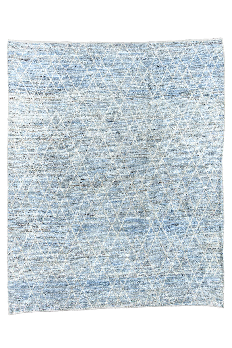 9' x 11' one-of-a-kind handmade vintage Tulu large size rug. Color palette: blue, dark gray, dim gray, gainsboro, gray