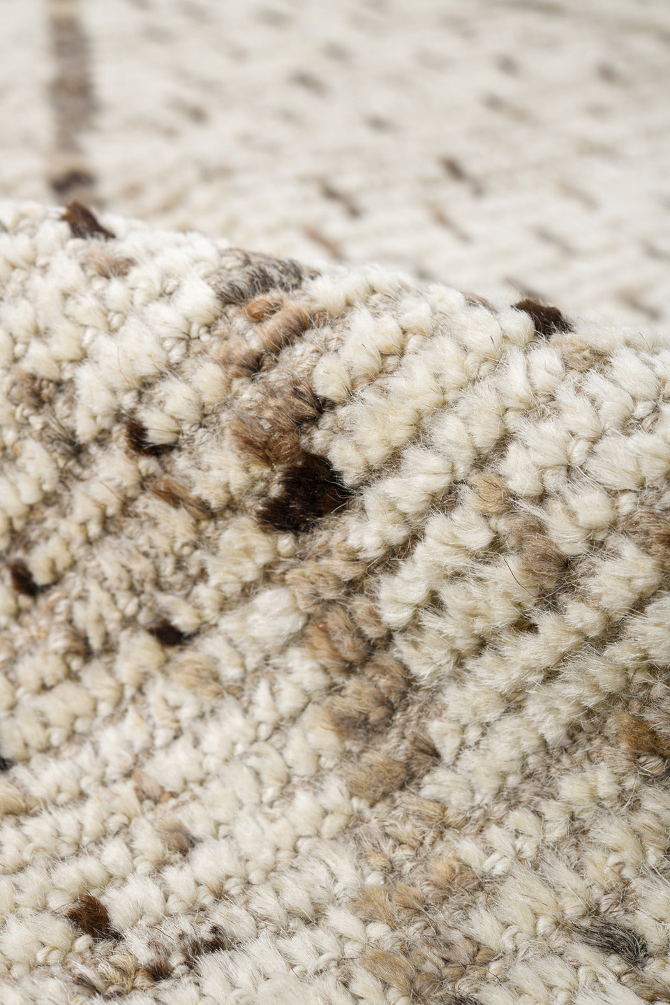 8' x 10' one-of-a-kind handmade vintage Tulu large size rug. Color palette: ivory, taupe, beige, gray