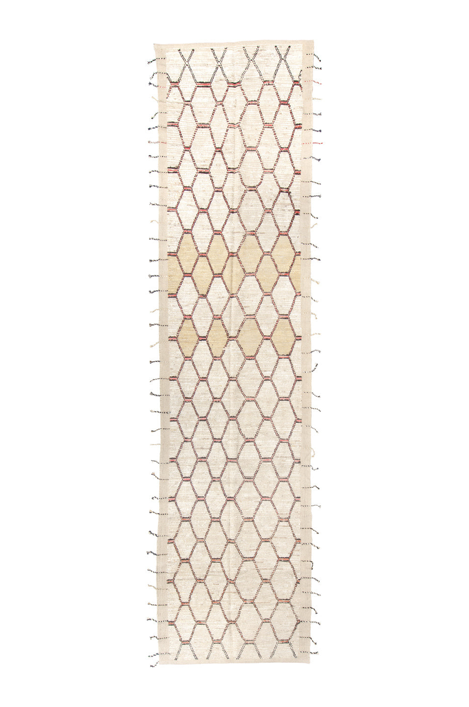 3' x 15' one-of-a-kind handmade vintage Tulu runner rug. Color palette: black, brown, dark gray, gainsboro, gray, light gray