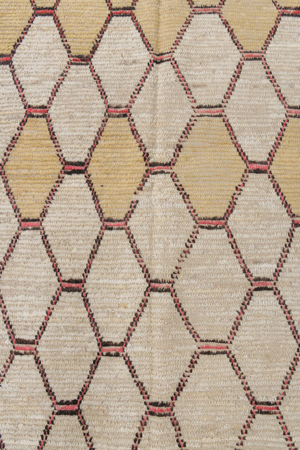 3' x 15' one-of-a-kind handmade vintage Tulu runner rug. Color palette: ivory, cream, charcoal, rose, taupe, camel, gray