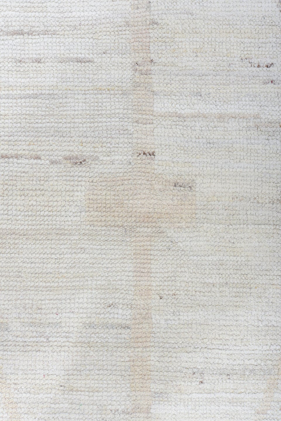 10' x 14' one-of-a-kind handmade vintage Tulu large size rug. Color palette: ivory, taupe, apricot, pale blue, butter yellow