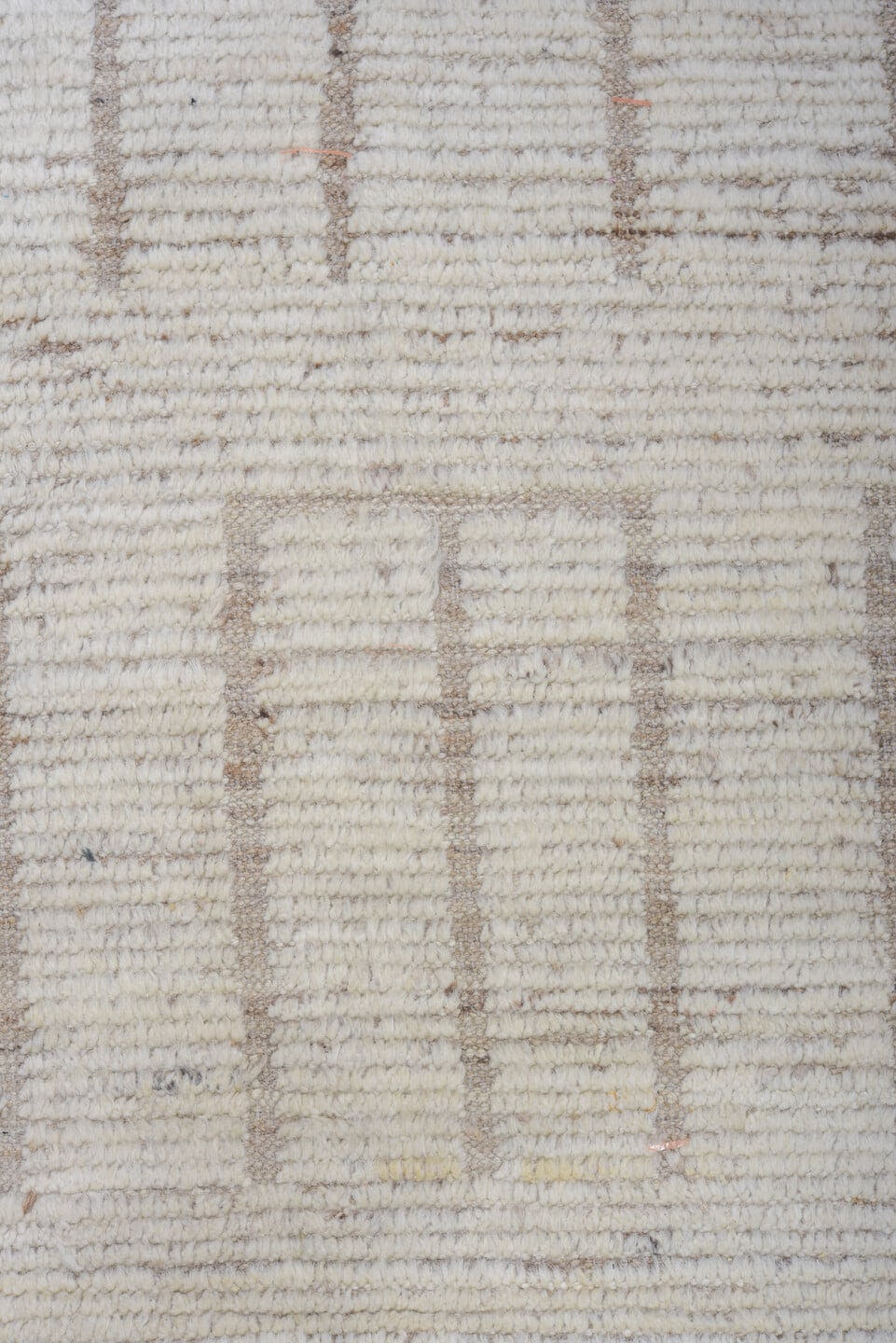 12' x 14' one-of-a-kind handmade vintage Tulu oversize rug. Color palette: ivory, taupe, cream, beige, light brown, gray