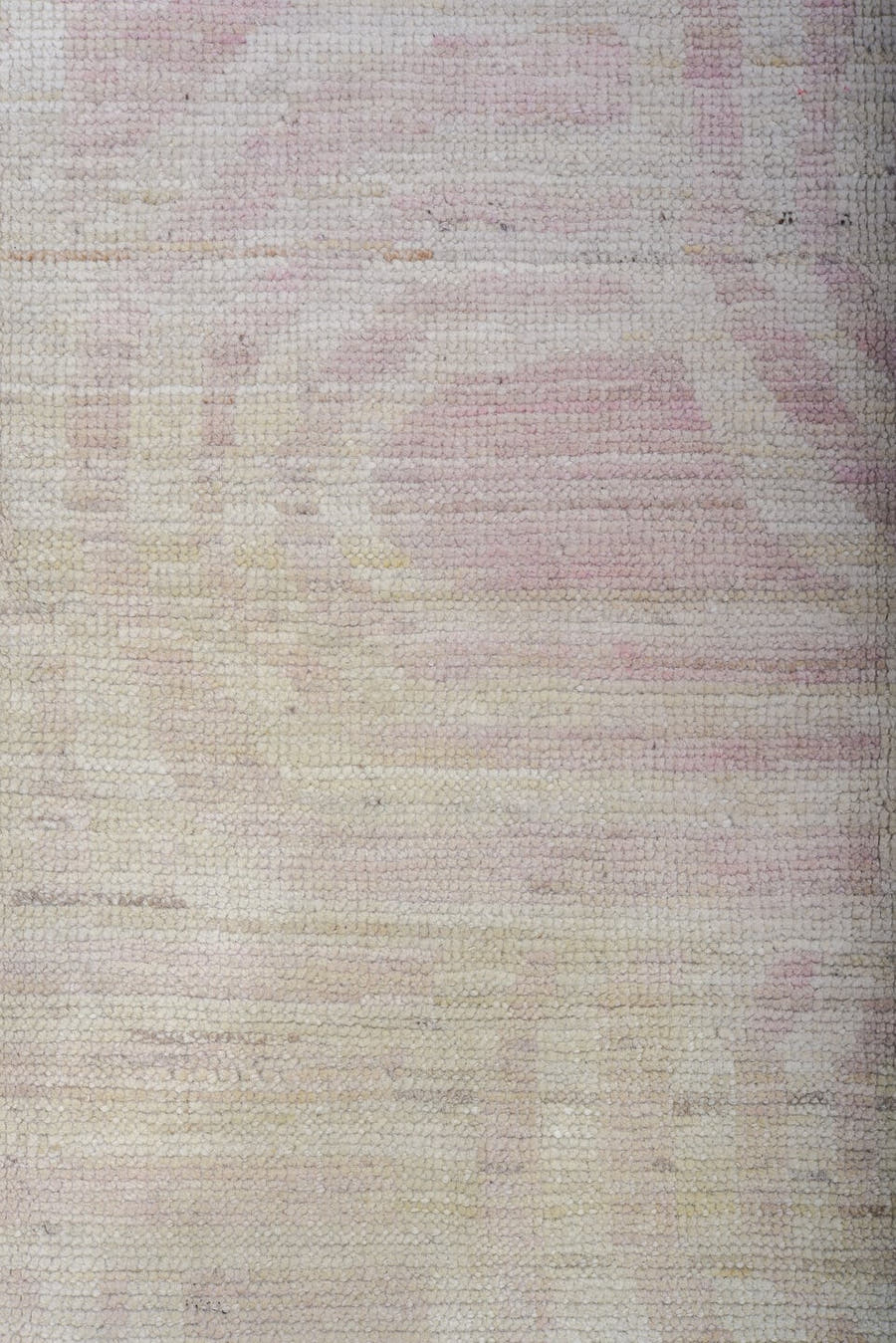 9' x 12' one-of-a-kind handmade vintage Tulu large size rug. Color palette: ivory, blush, taupe, cream, pale rose, beige