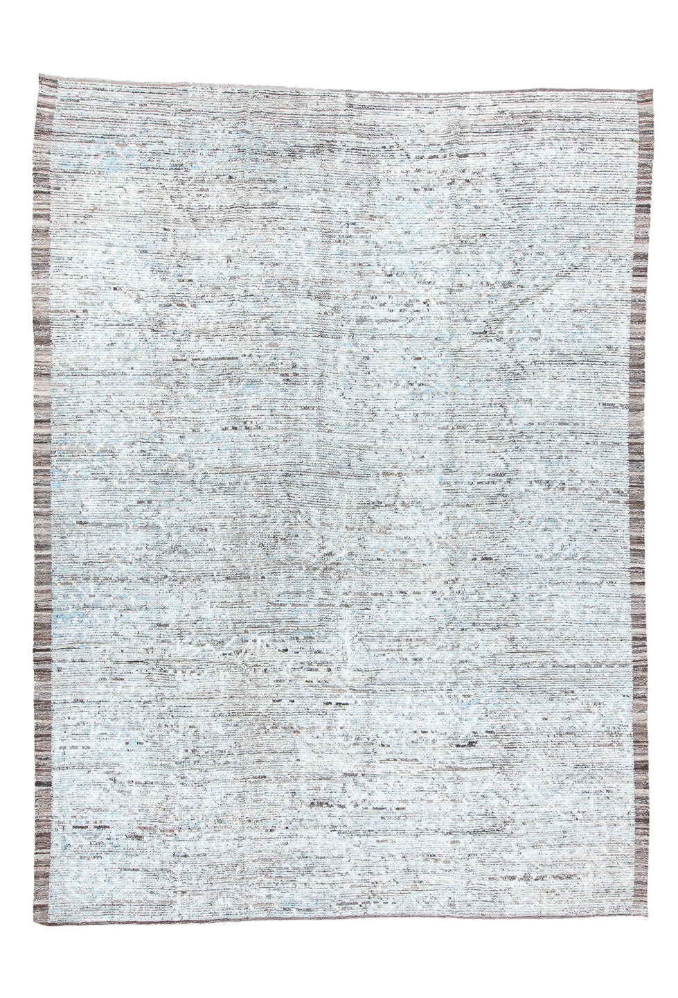 10' x 13' one-of-a-kind handmade vintage Tulu large size rug. Color palette: black, dark gray, gainsboro, gray, light blue