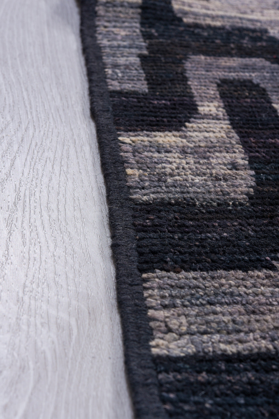 9' x 11' one-of-a-kind handmade vintage Tulu large size rug. Color palette: navy, silver, slate, charcoal, ivory, blue, gray
