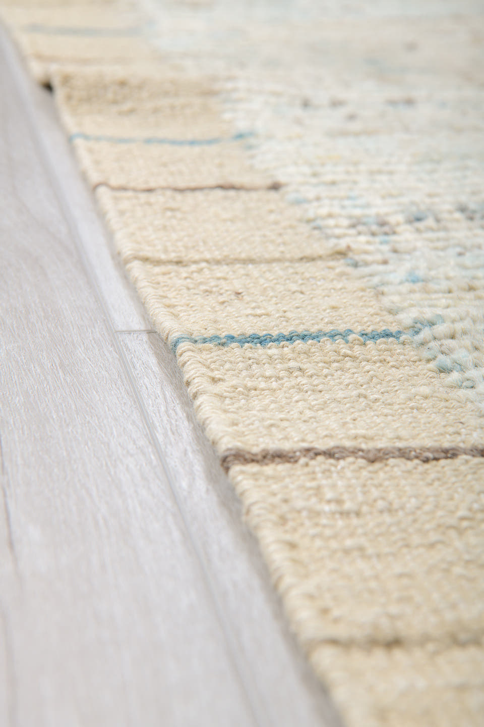 9' x 11' one-of-a-kind handmade vintage Tulu large size rug. Color palette: ivory, cream, taupe, pale blue, brown, gray
