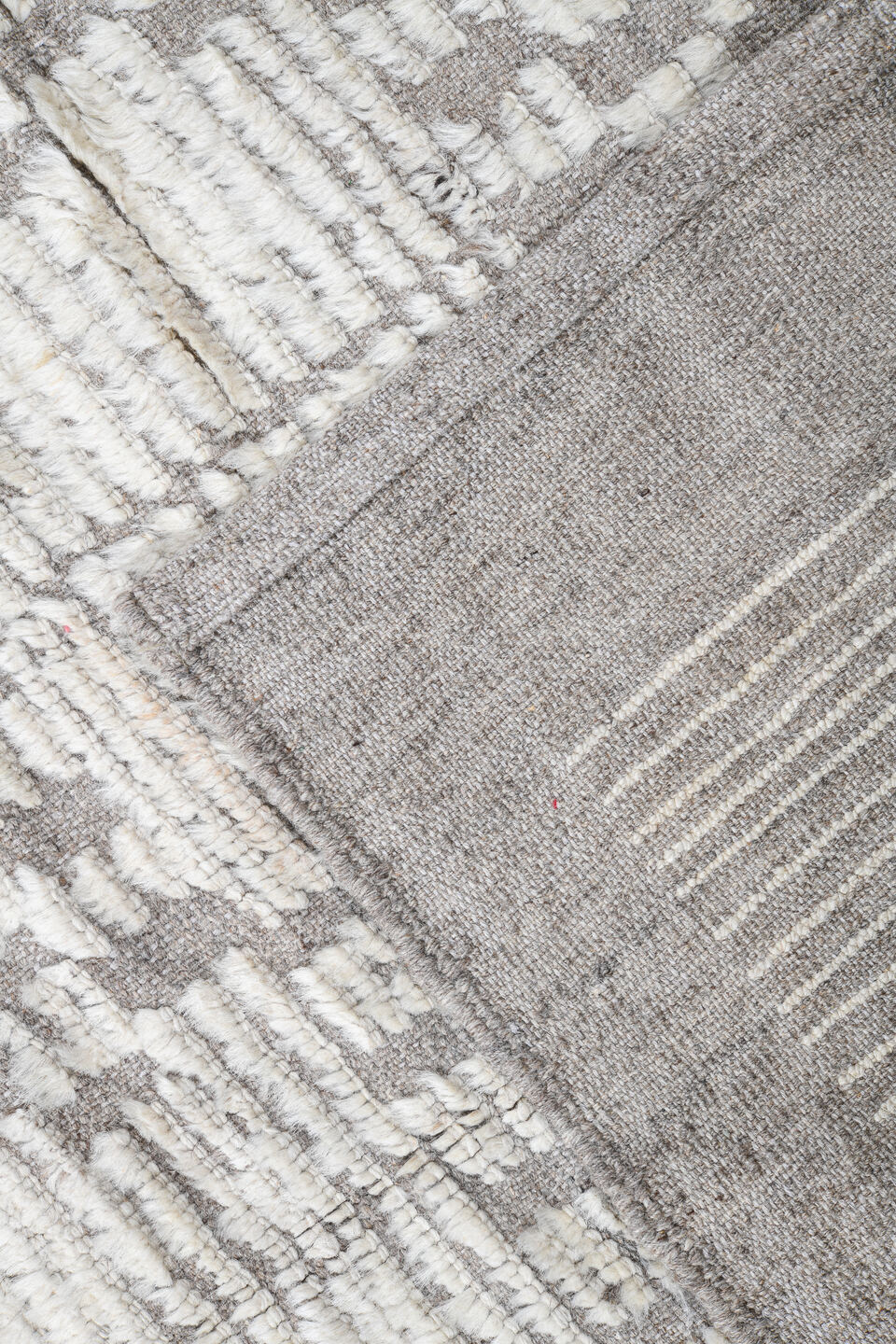 13' x 19' one-of-a-kind handmade vintage Tulu oversize rug. Color palette: ivory, taupe, cream, light gray, beige, gray