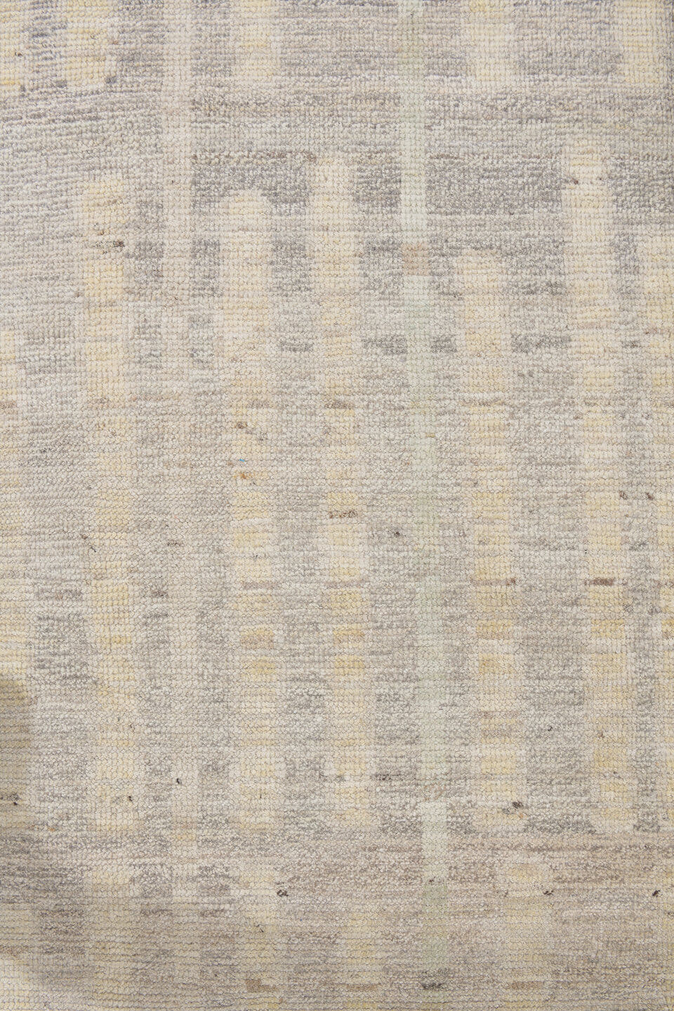 10' x 13' one-of-a-kind handmade vintage Tulu large size rug. Color palette: ivory, cream, light gray, taupe, pale blue