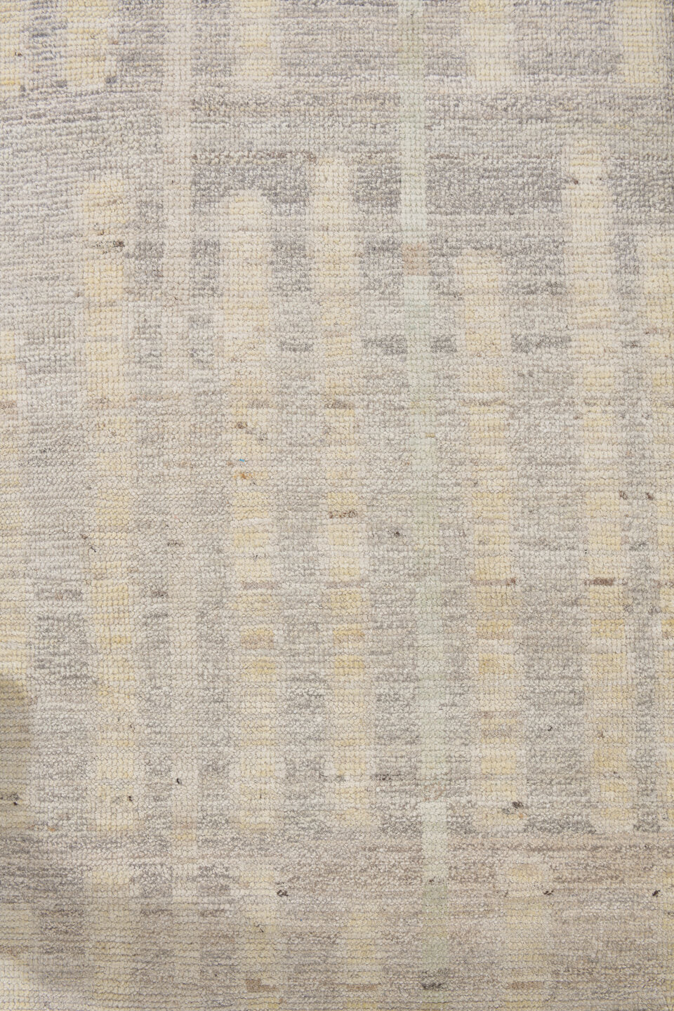 10' x 13' one-of-a-kind handmade vintage Tulu large size rug. Color palette: ivory, cream, light gray, taupe, pale blue