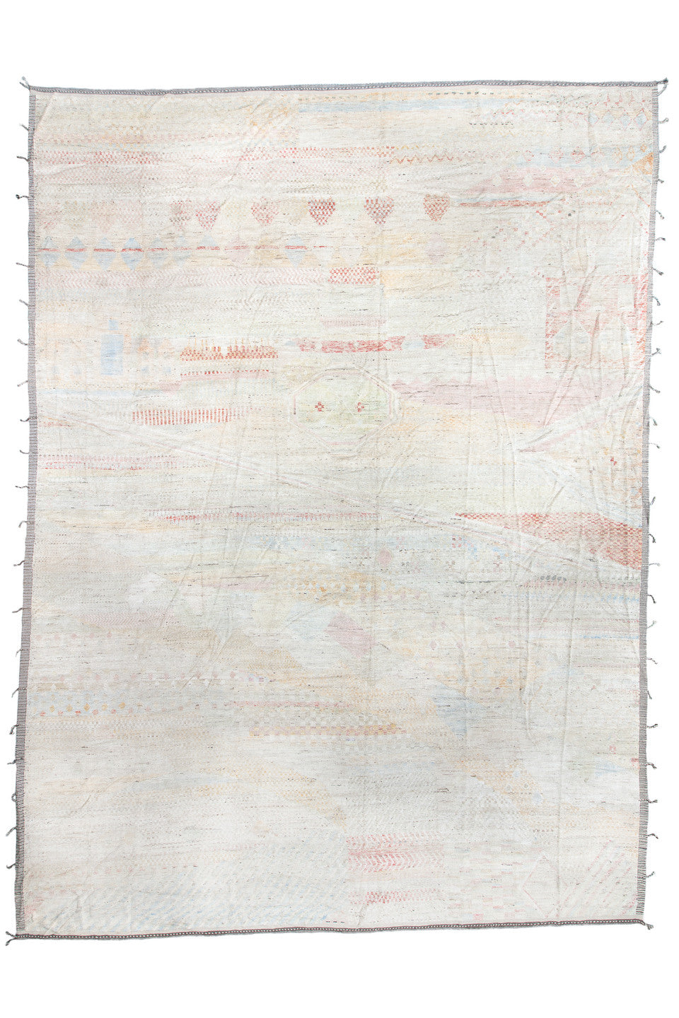 14' x 19' one-of-a-kind handmade vintage Tulu oversize rug. Color palette: black, brown, charcoal, dark gray, gainsboro