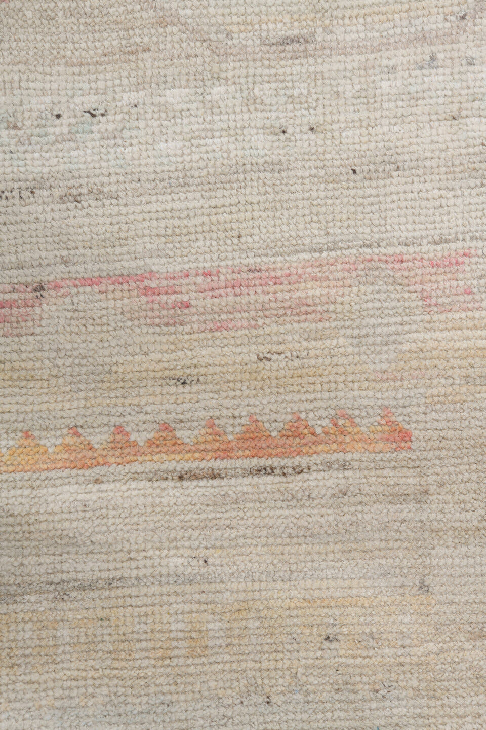 10' x 13' one-of-a-kind handmade vintage Tulu large size rug. Color palette: ivory, blush, pale sage, cream, sand