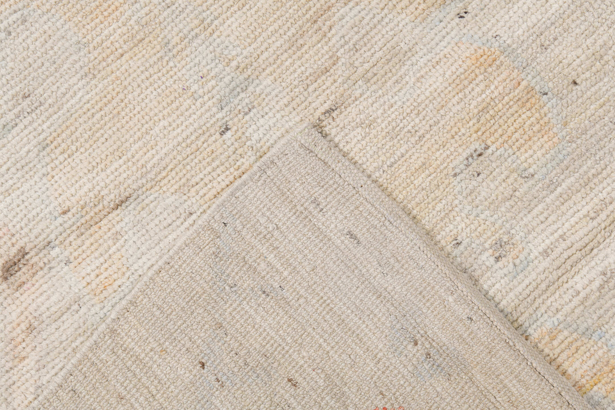 10' x 13' one-of-a-kind handmade vintage Tulu large size rug. Color palette: ivory, cream, blush, pale gold, light gray