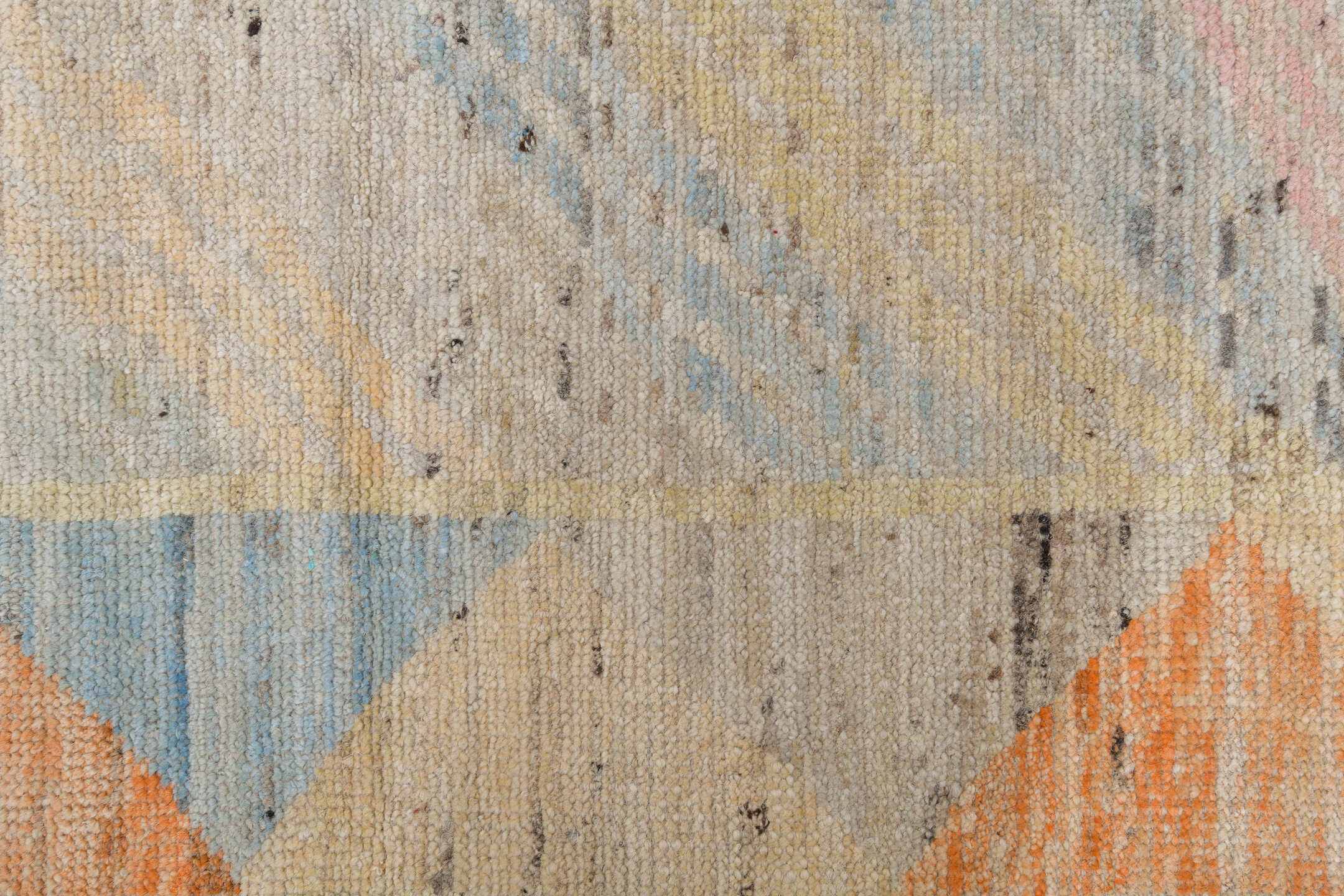 10' x 14' one-of-a-kind handmade vintage Tulu large size rug. Color palette: ivory, aqua, coral, peach, gold, gray, rose