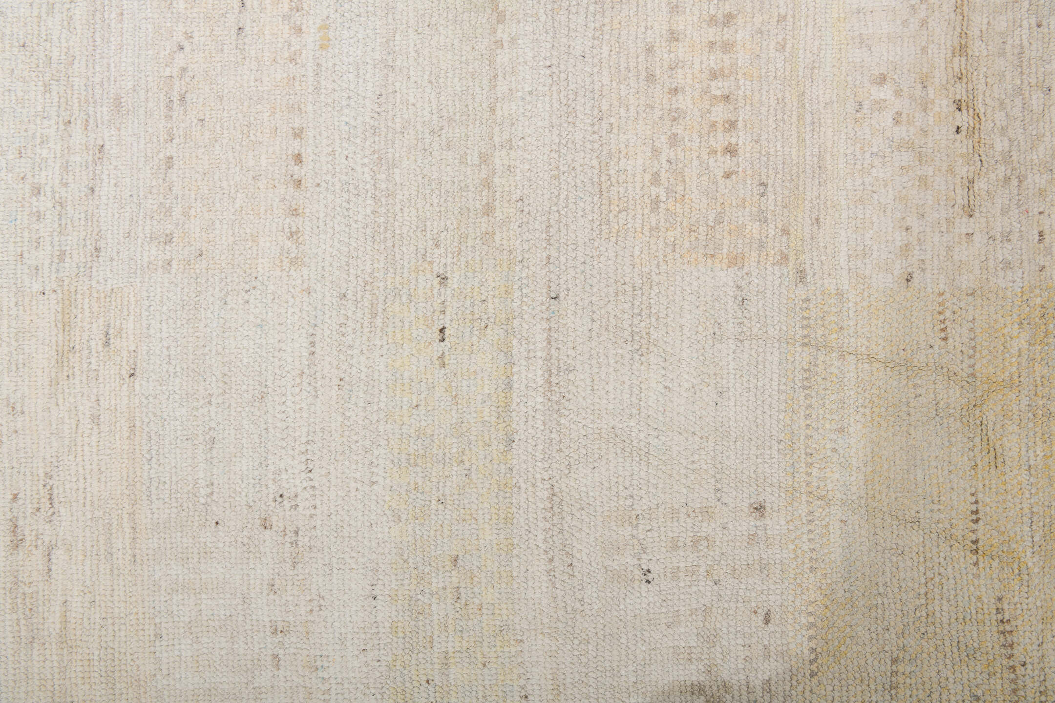 14' x 19' one-of-a-kind handmade vintage Tulu oversize rug. Color palette: ivory, cream, beige, taupe, pale gold, light gray