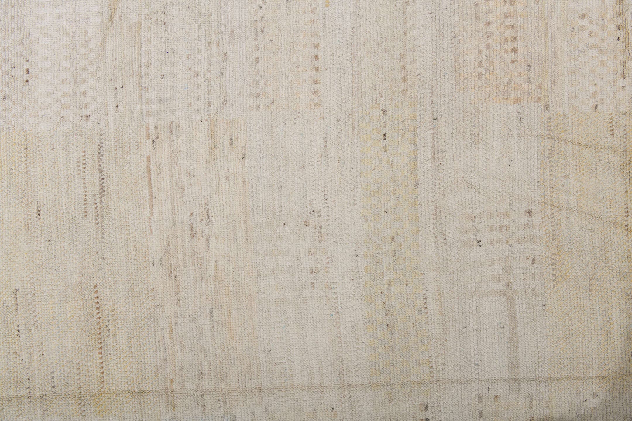 14' x 19' one-of-a-kind handmade vintage Tulu oversize rug. Color palette: ivory, cream, beige, taupe, pale gold, light gray