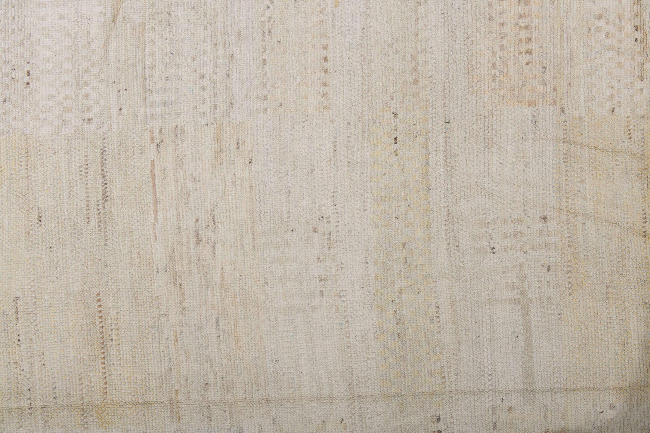 14' x 19' one-of-a-kind handmade vintage Tulu oversize rug. Color palette: ivory, cream, beige, taupe, pale gold, light gray