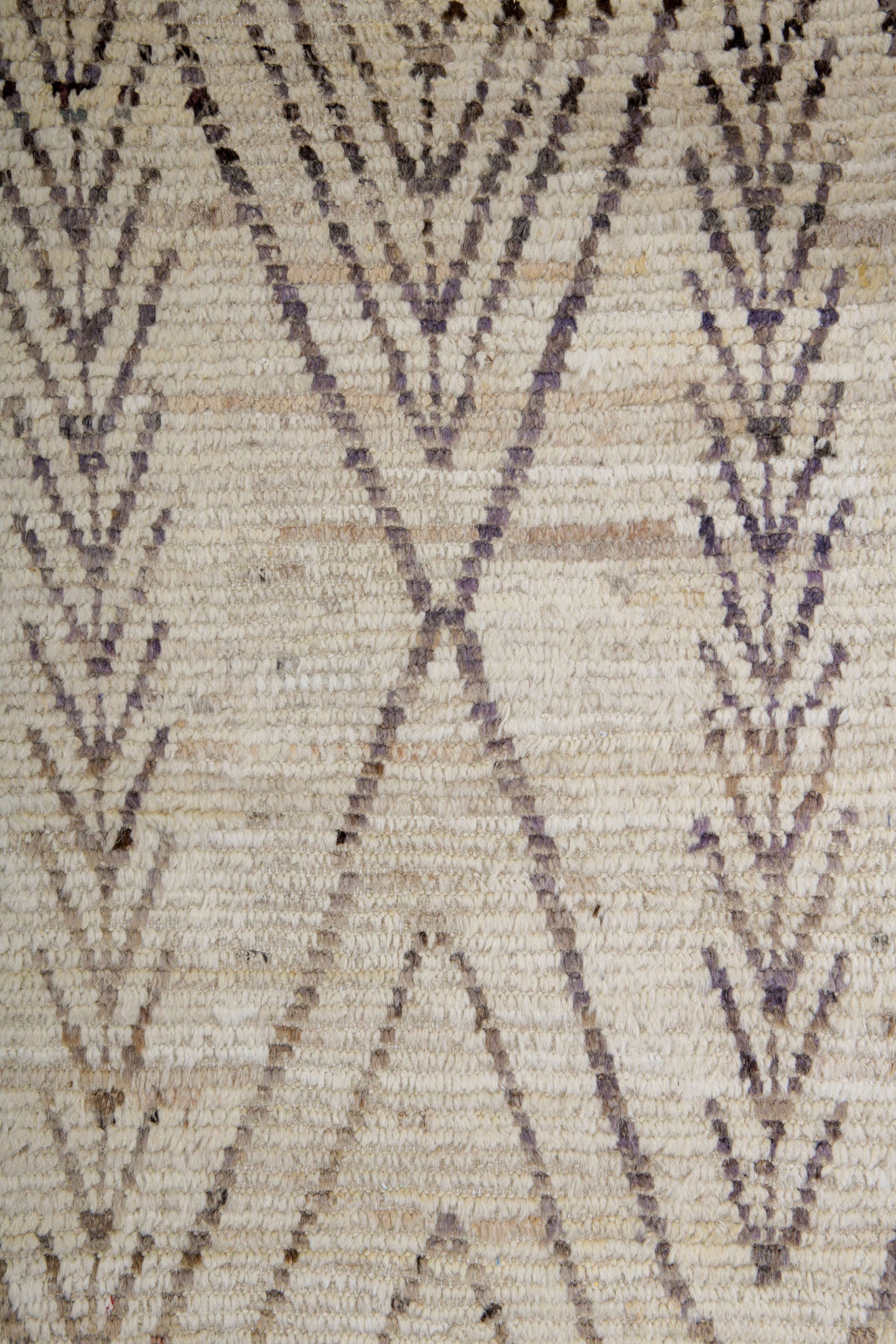 8' x 9' one-of-a-kind handmade vintage Tulu rug. Color palette: ivory, taupe, brown, cream, charcoal, beige, gray, black