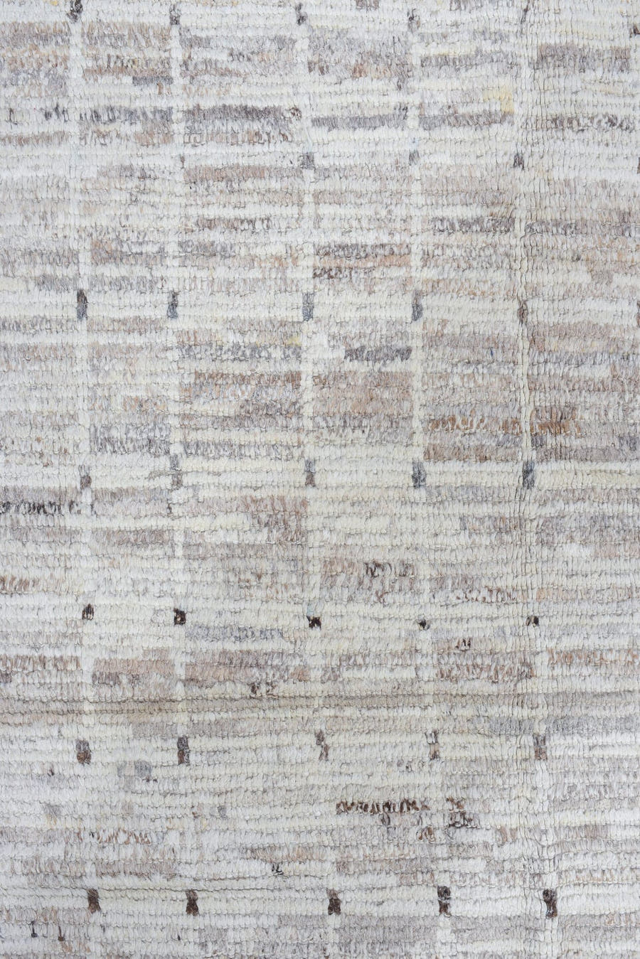 8' x 9' one-of-a-kind handmade vintage Tulu rug. Color palette: ivory, taupe, beige, gray, charcoal, black