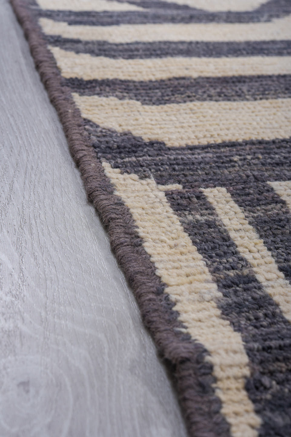 9' x 11' one-of-a-kind handmade vintage Tulu large size rug. Color palette: ivory, charcoal, slate, gray, black