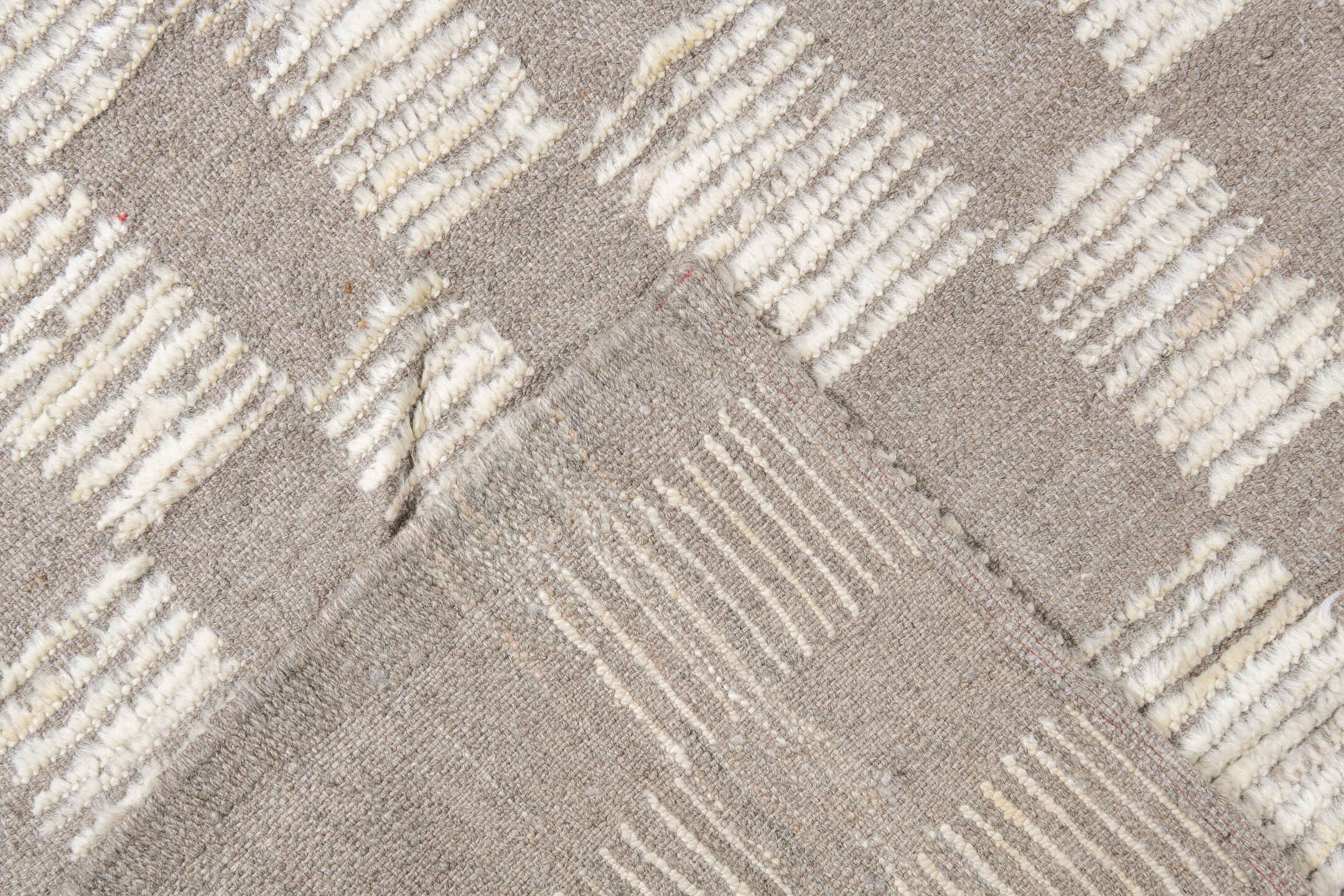 13' x 16' one-of-a-kind handmade vintage Tulu oversize rug. Color palette: floral white, gainsboro, gray, light gray, linen