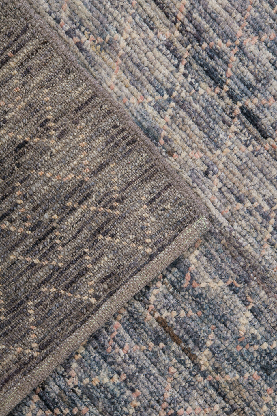 8' x 10' one-of-a-kind handmade vintage Tulu large size rug. Color palette: charcoal, ivory, taupe, gray, slate, black