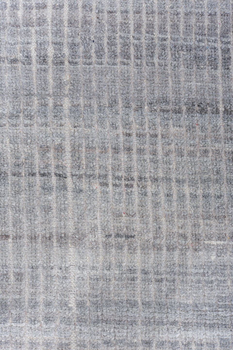 9' x 12' one-of-a-kind handmade vintage Tulu large size rug. Color palette: gray, ivory, taupe, charcoal, beige, black