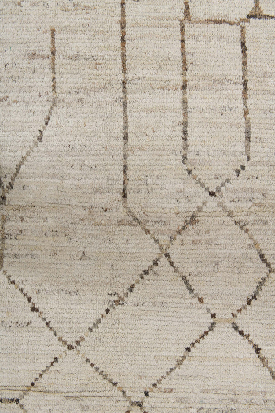 10' x 13' one-of-a-kind handmade vintage Tulu large size rug. Color palette: ivory, taupe, charcoal, cream, beige, gray