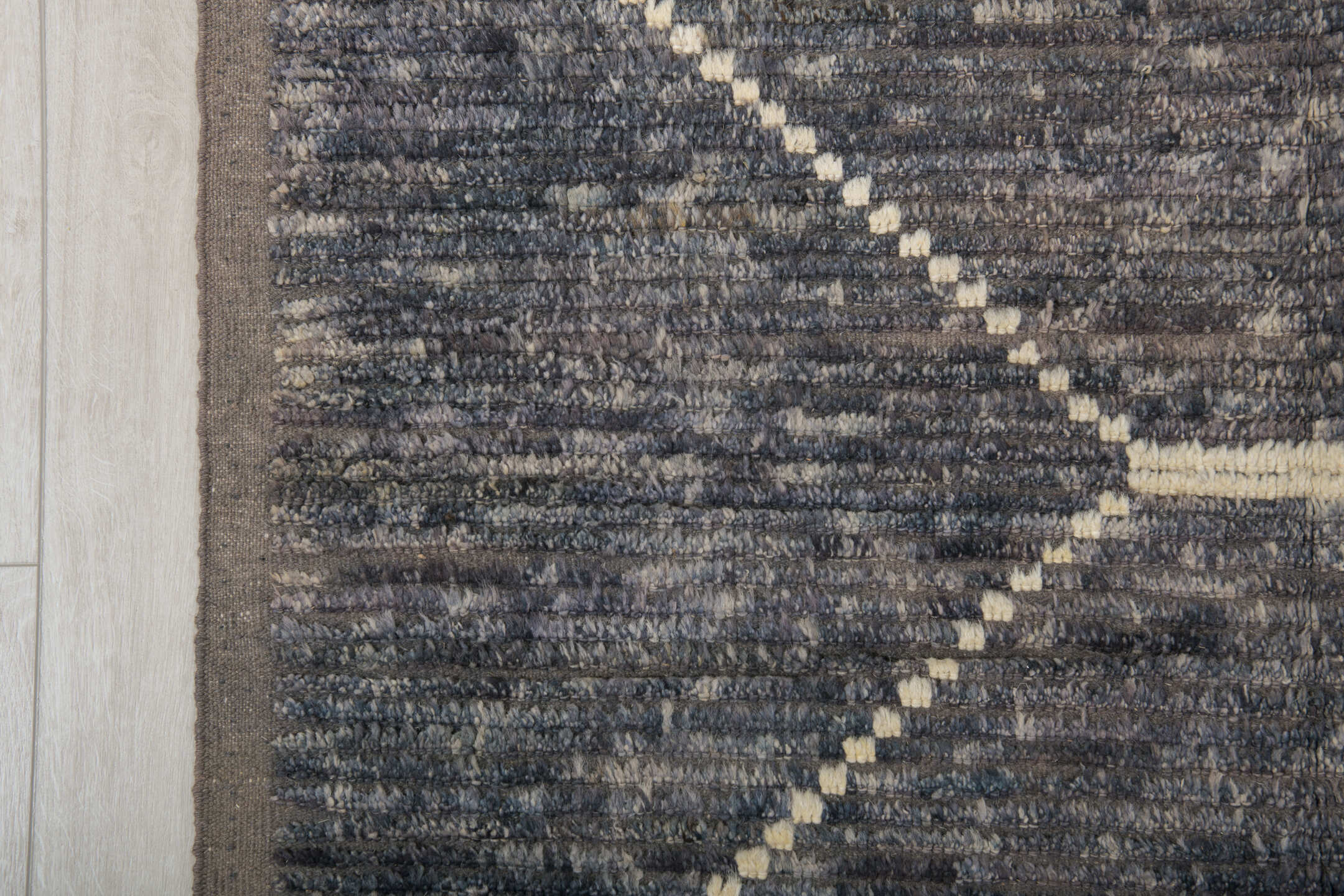 8' x 10' one-of-a-kind handmade vintage Tulu large size rug. Color palette: gray, charcoal, ivory, taupe, black, beige