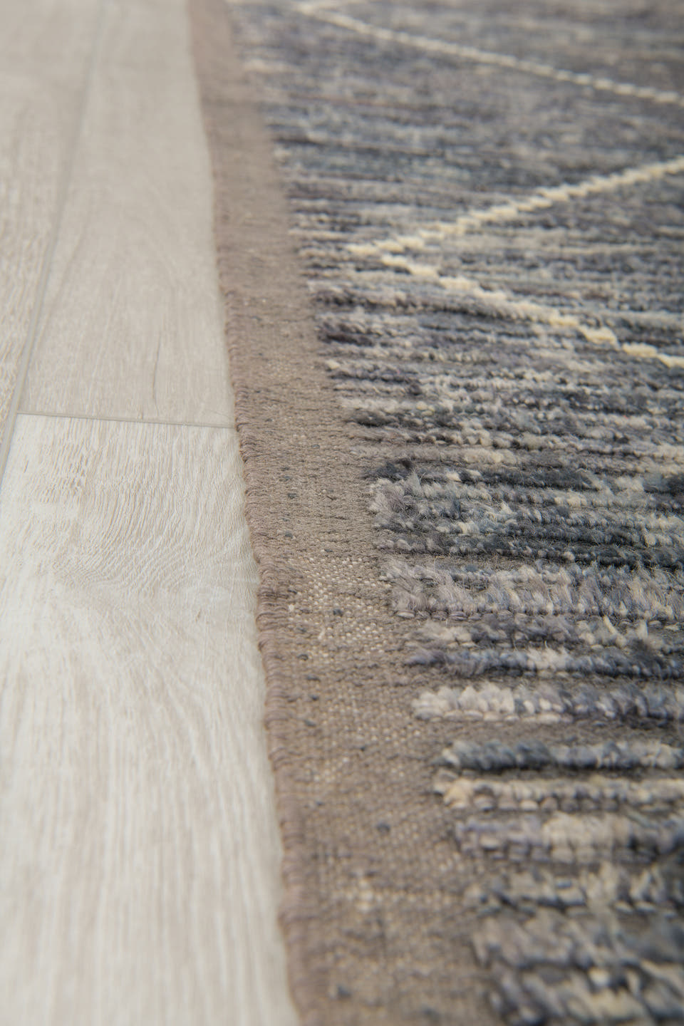 8' x 10' one-of-a-kind handmade vintage Tulu large size rug. Color palette: gray, charcoal, ivory, taupe, black, beige