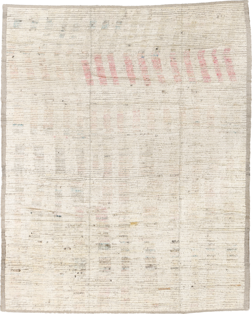 8' x 11' one-of-a-kind handmade vintage Tulu large size rug. Color palette: antiquewhite, dim gray, gray, light gray, linen