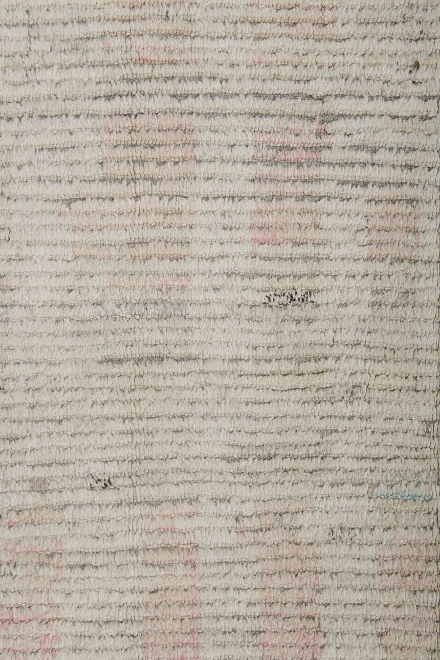 8' x 11' one-of-a-kind handmade vintage Tulu large size rug. Color palette: ivory, cream, taupe, blush, pale blue, charcoal