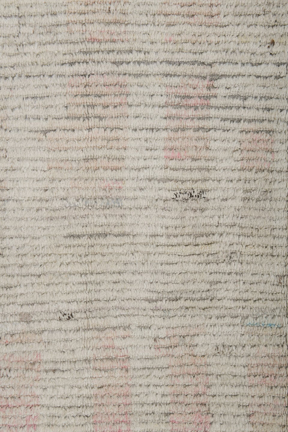 8' x 11' one-of-a-kind handmade vintage Tulu large size rug. Color palette: ivory, cream, taupe, blush, pale blue, charcoal