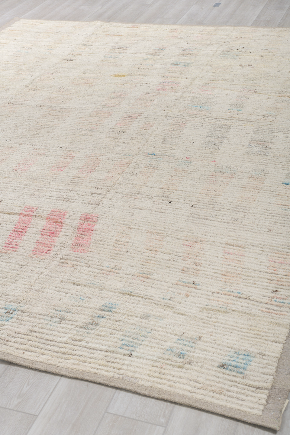 8' x 11' one-of-a-kind handmade vintage Tulu large size rug. Color palette: antiquewhite, dim gray, gray, light gray, linen