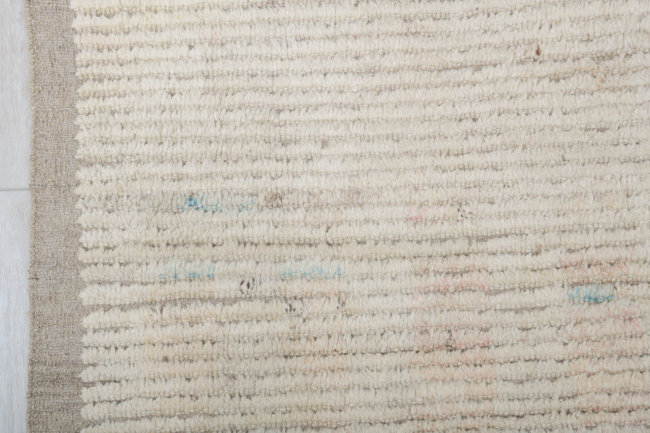 8' x 11' one-of-a-kind handmade vintage Tulu large size rug. Color palette: antiquewhite, dim gray, gray, light gray, linen