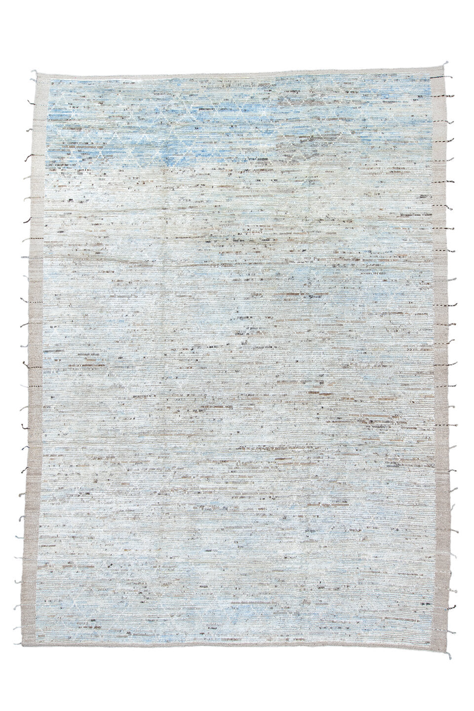 10' x 14' one-of-a-kind handmade vintage Tulu large size rug. Color palette: black, dark gray, dim gray, gainsboro, gray
