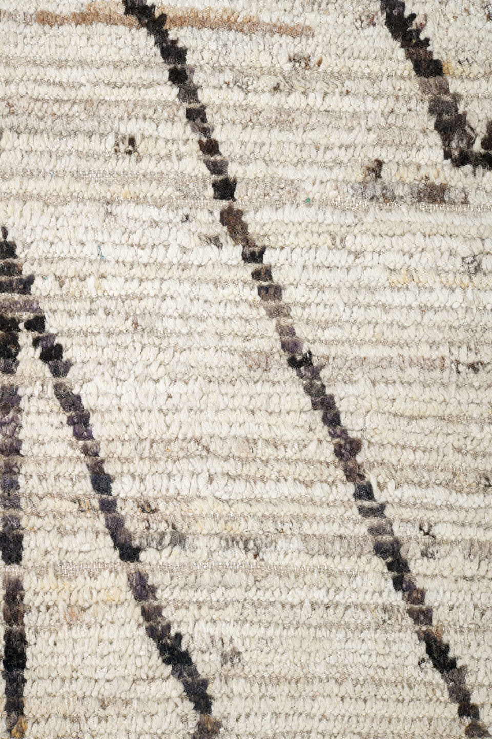 12' x 14' one-of-a-kind handmade vintage Tulu oversize rug. Color palette: ivory, charcoal, taupe, cream, gray, black, beige