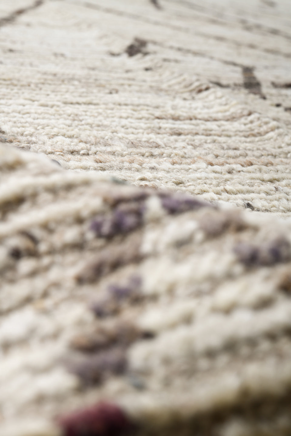 12' x 14' one-of-a-kind handmade vintage Tulu oversize rug. Color palette: ivory, charcoal, taupe, cream, gray, black, beige