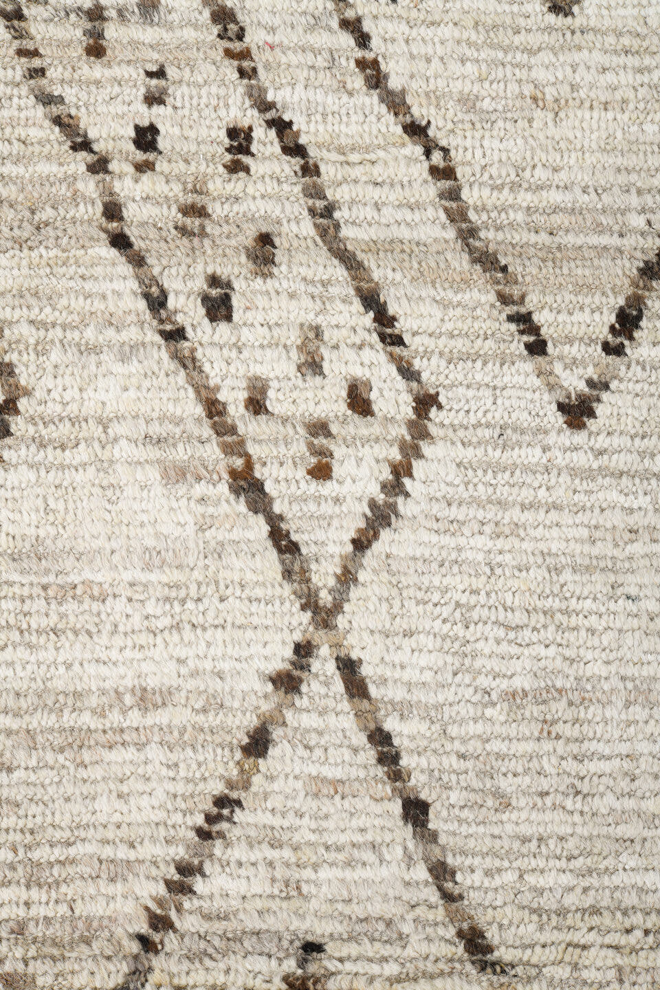 10' x 13' one-of-a-kind handmade vintage Tulu large size rug. Color palette: ivory, taupe, brown, beige, gray