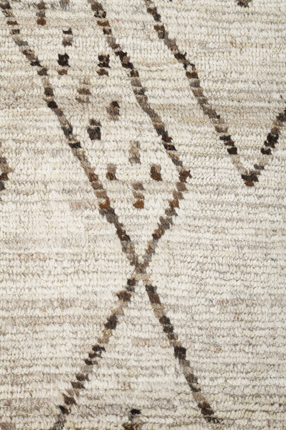10' x 13' one-of-a-kind handmade vintage Tulu large size rug. Color palette: ivory, taupe, brown, beige, gray