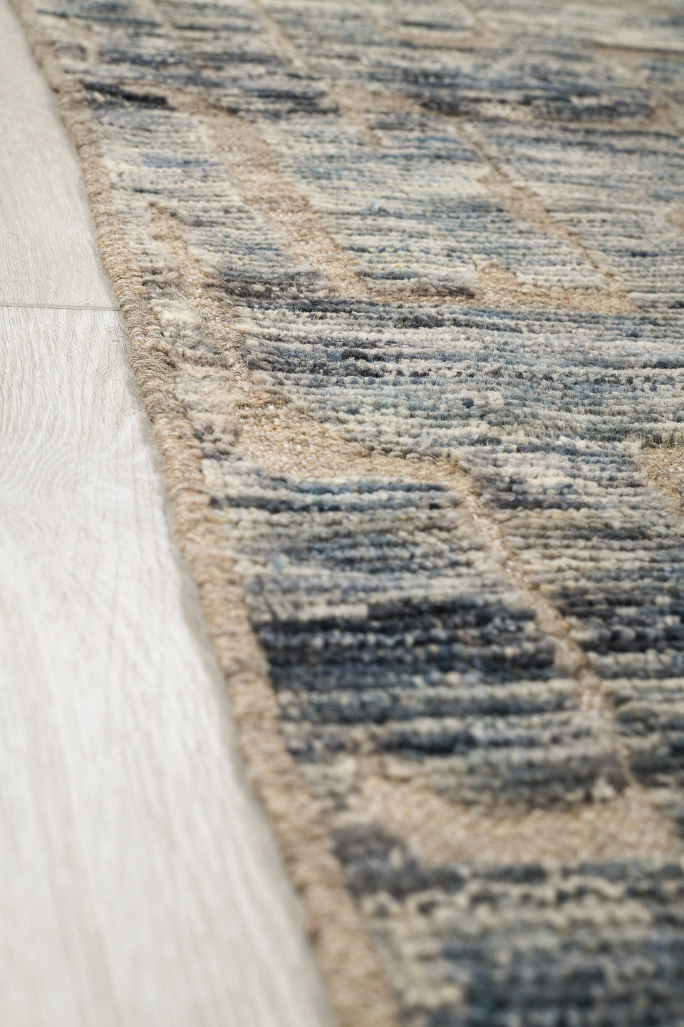 9' x 11' one-of-a-kind handmade vintage Tulu large size rug. Color palette: black, blue, charcoal, gainsboro, gray