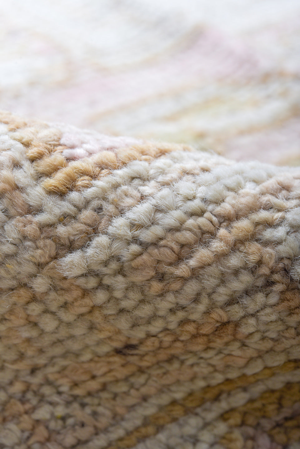 12' x 16' one-of-a-kind handmade vintage Khorassan oversize rug. Color palette: ivory, blush, taupe, sage, cream, pale pink