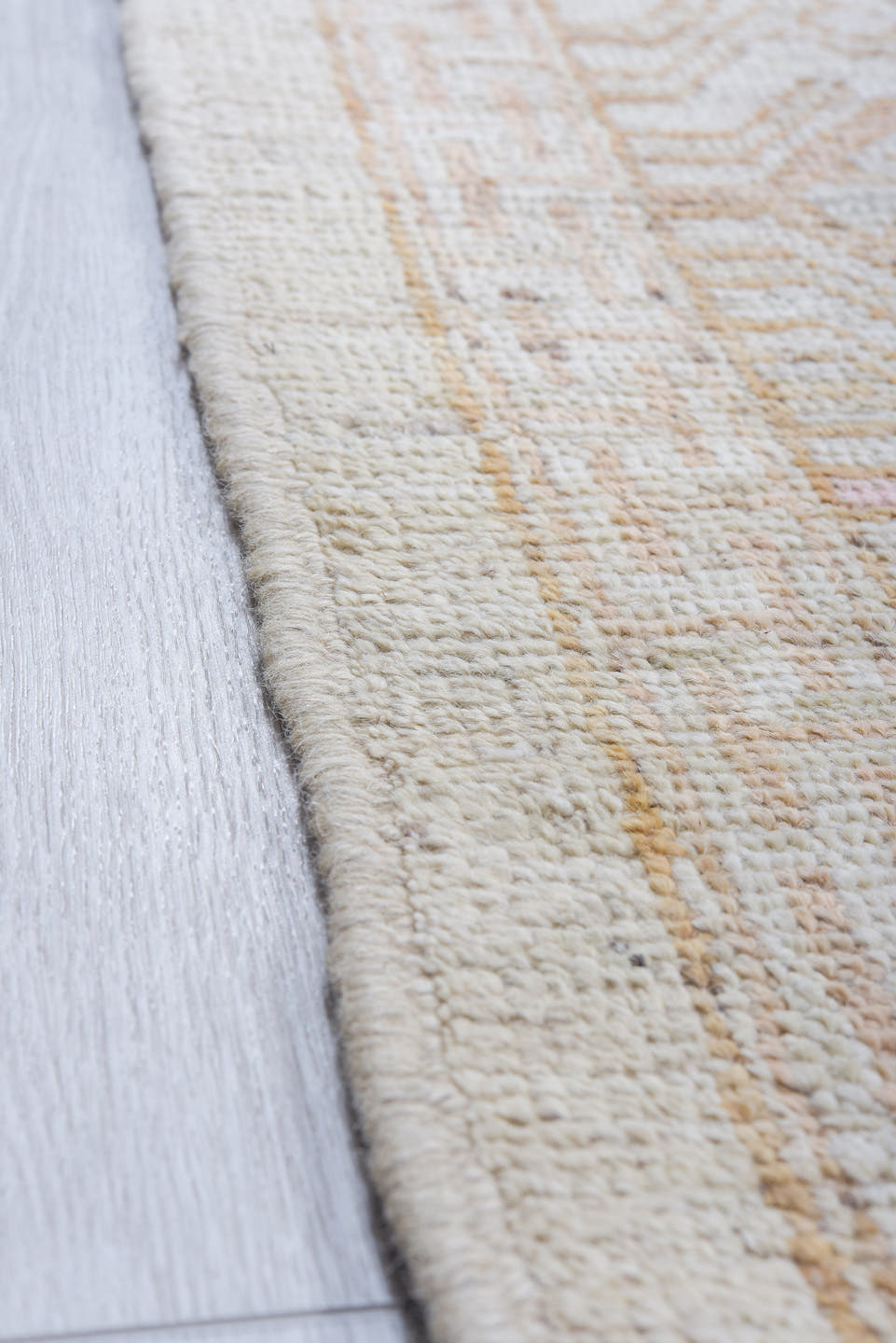 12' x 16' one-of-a-kind handmade vintage Khorassan oversize rug. Color palette: ivory, blush, taupe, sage, cream, pale pink