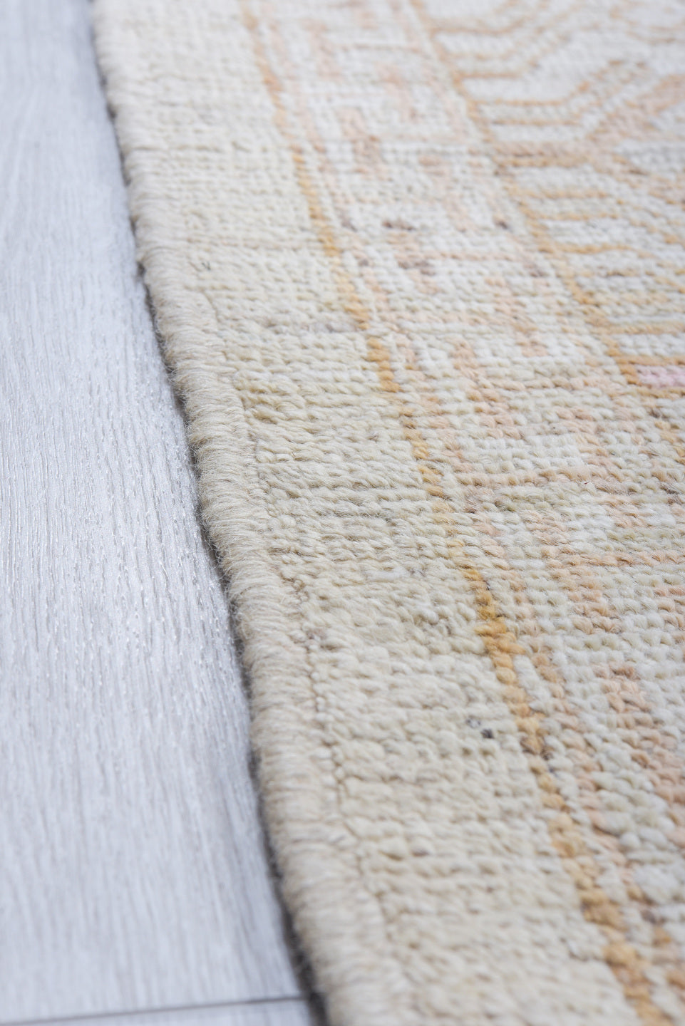 12' x 16' one-of-a-kind handmade vintage Khorassan oversize rug. Color palette: ivory, blush, taupe, sage, cream, pale pink