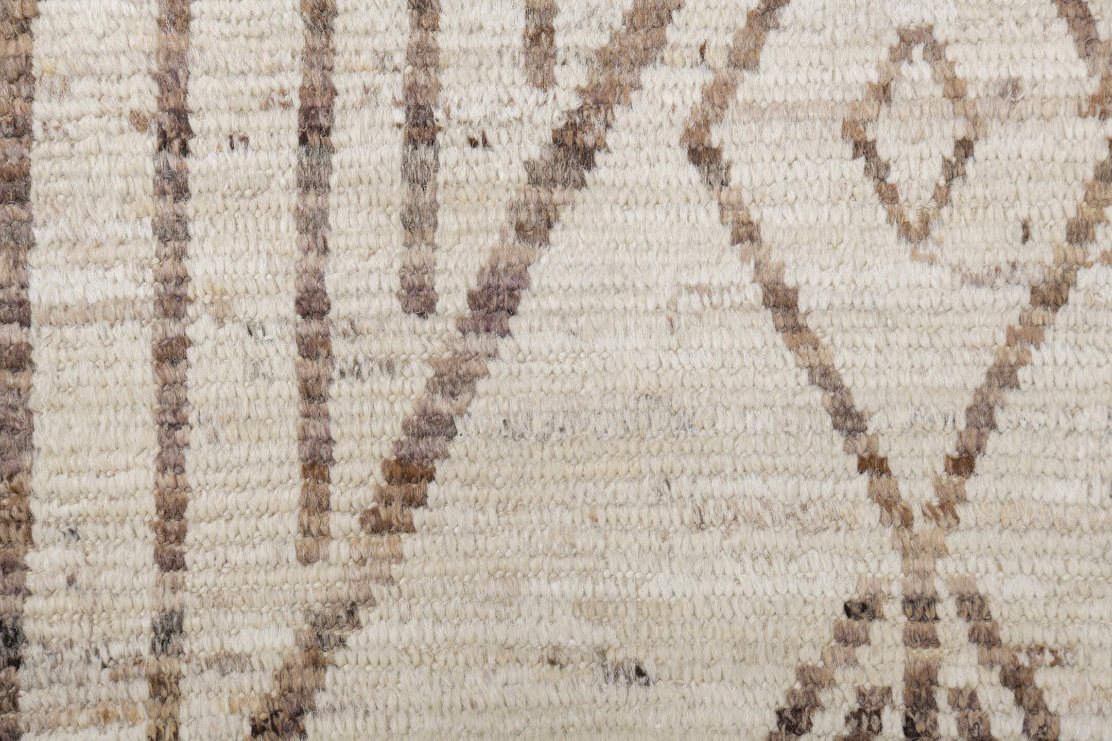 8' x 10' one-of-a-kind handmade vintage Tulu large size rug. Color palette: ivory, taupe, brown, camel, charcoal, beige