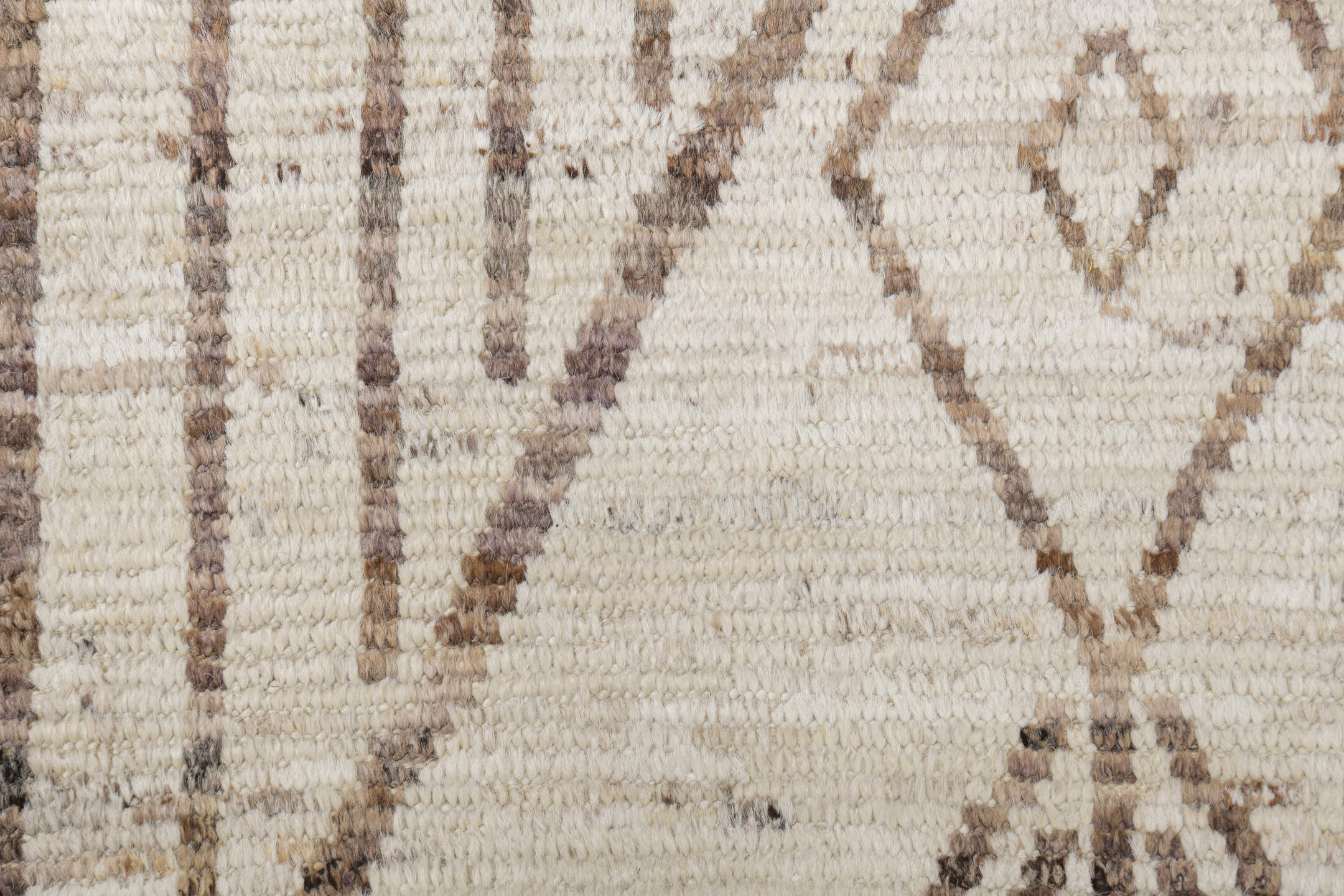 8' x 10' one-of-a-kind handmade vintage Tulu large size rug. Color palette: ivory, taupe, brown, camel, charcoal, beige