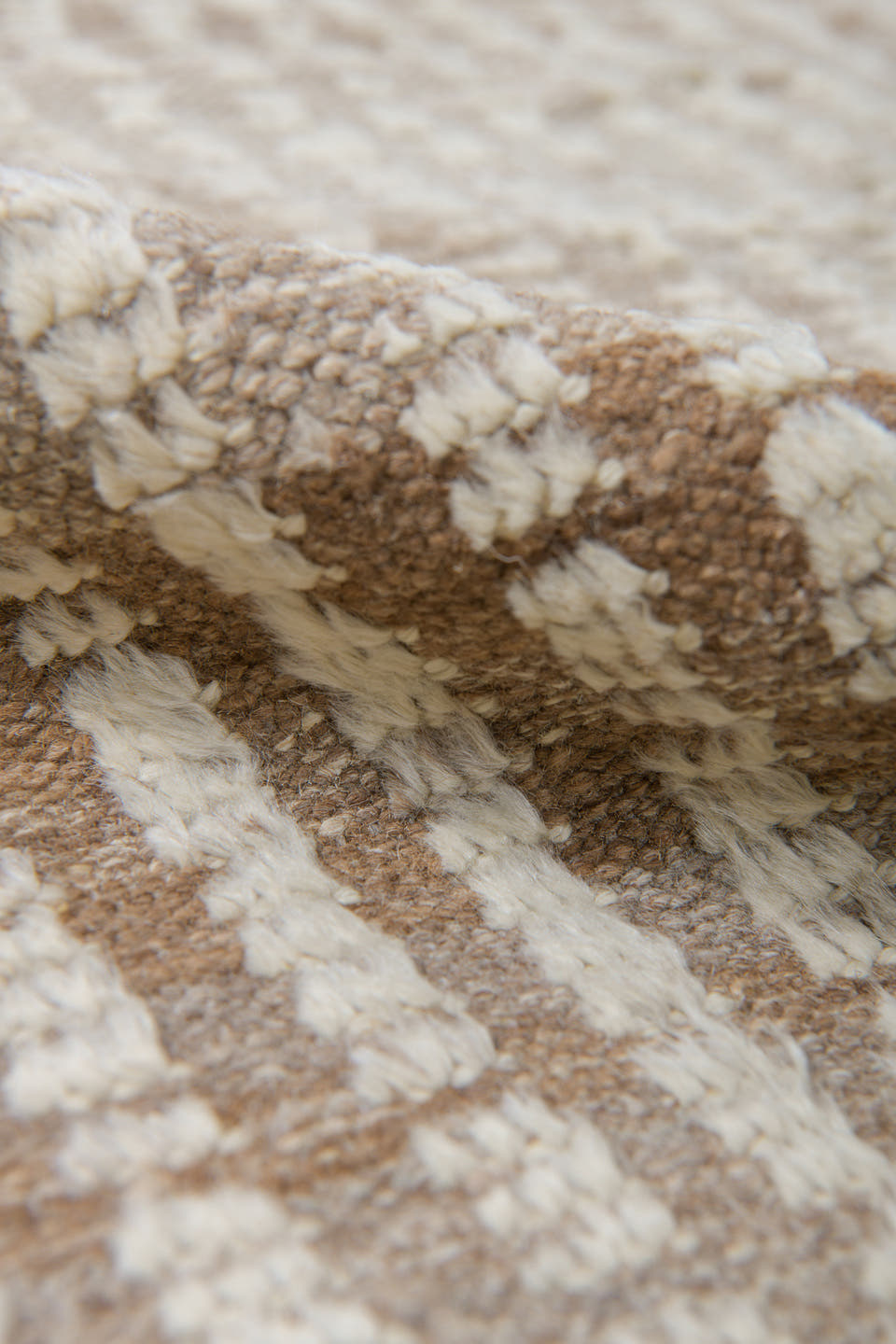 8' x 12' one-of-a-kind handmade vintage Tulu large size rug. Color palette: ivory, cream, taupe, camel, beige, gray