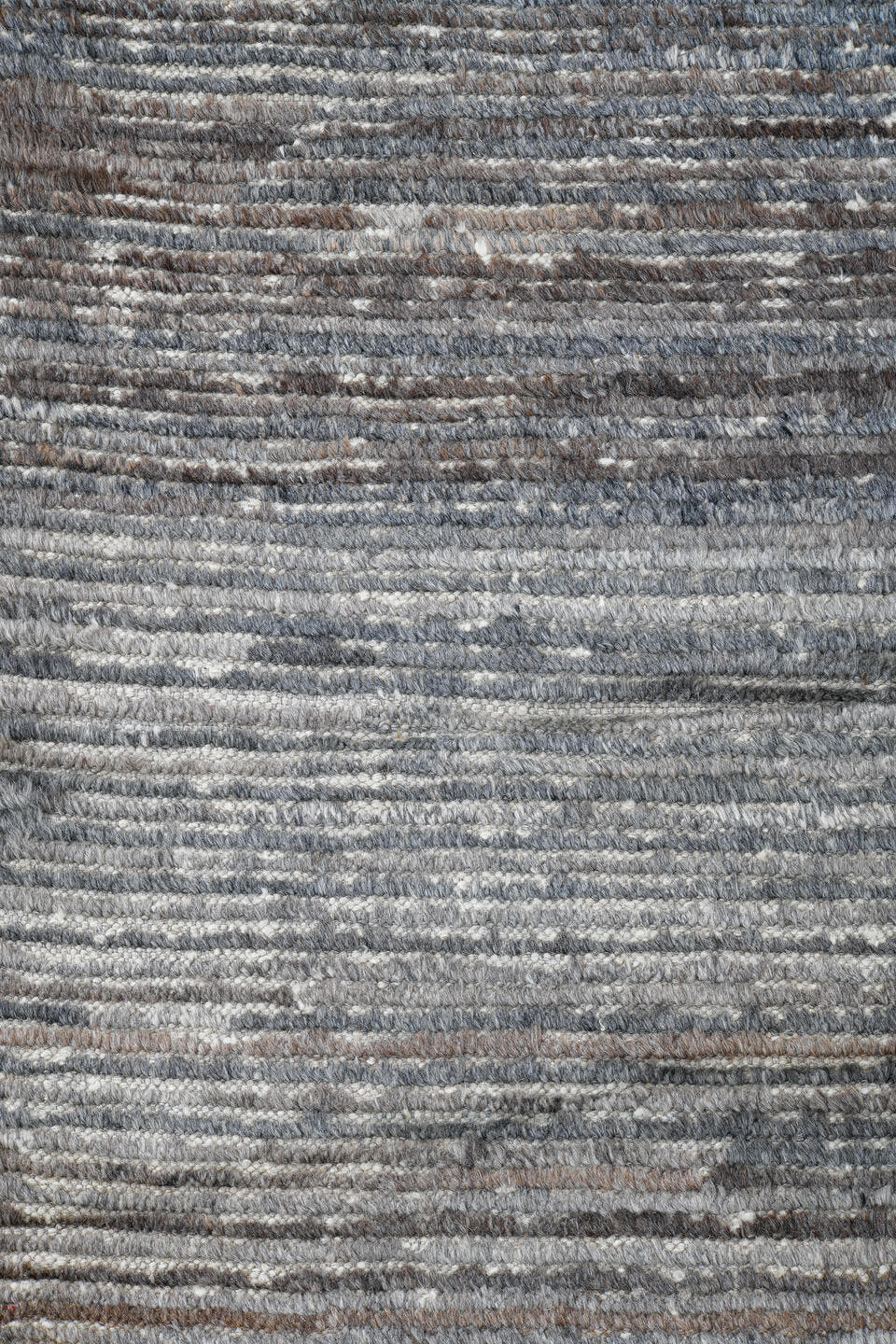 15' x 17' one-of-a-kind handmade vintage Tulu oversize rug. Color palette: blue gray, ivory, taupe, charcoal, stone gray