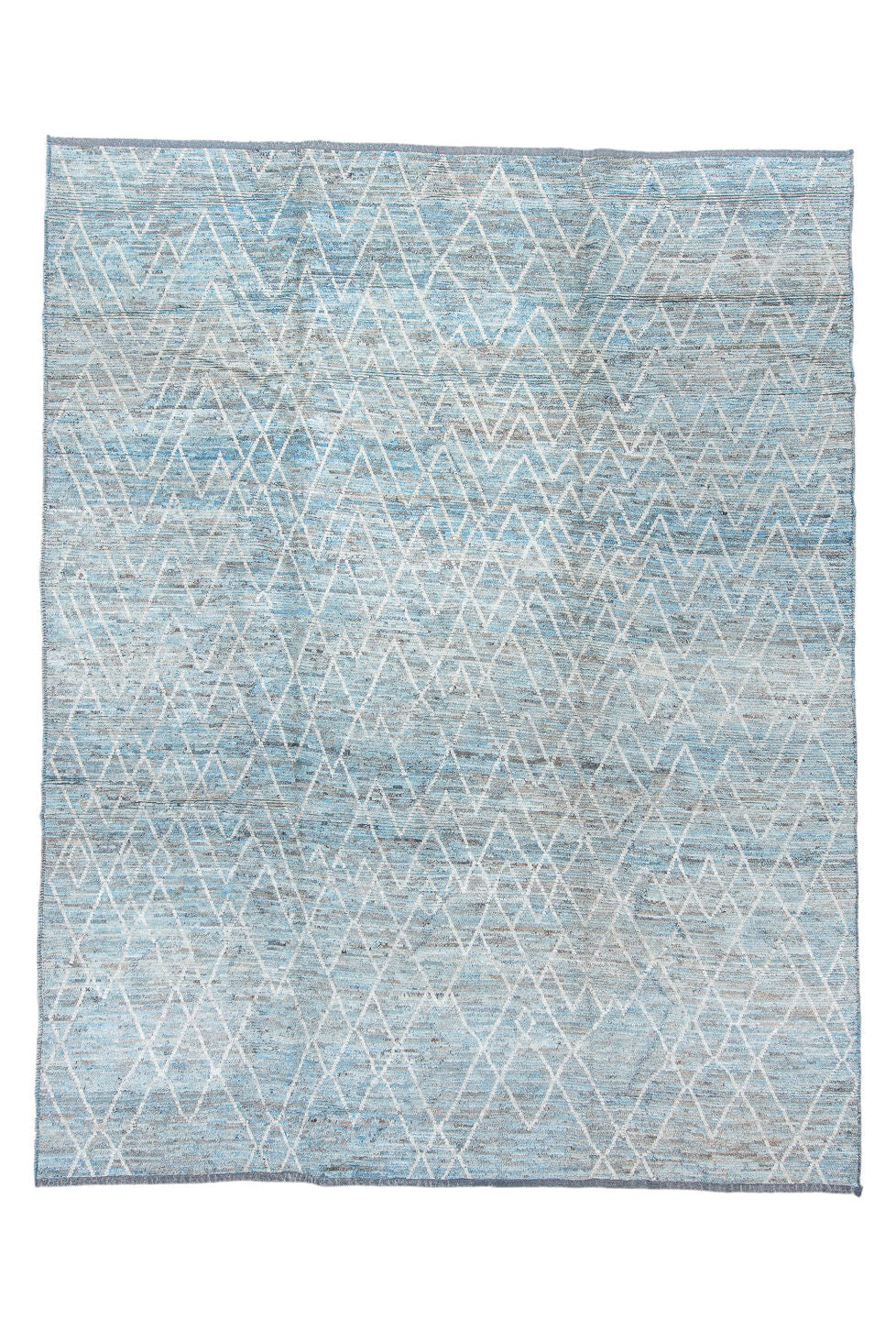 10' x 13' one-of-a-kind handmade vintage Tulu large size rug. Color palette: black, blue, dark gray, gainsboro, gray