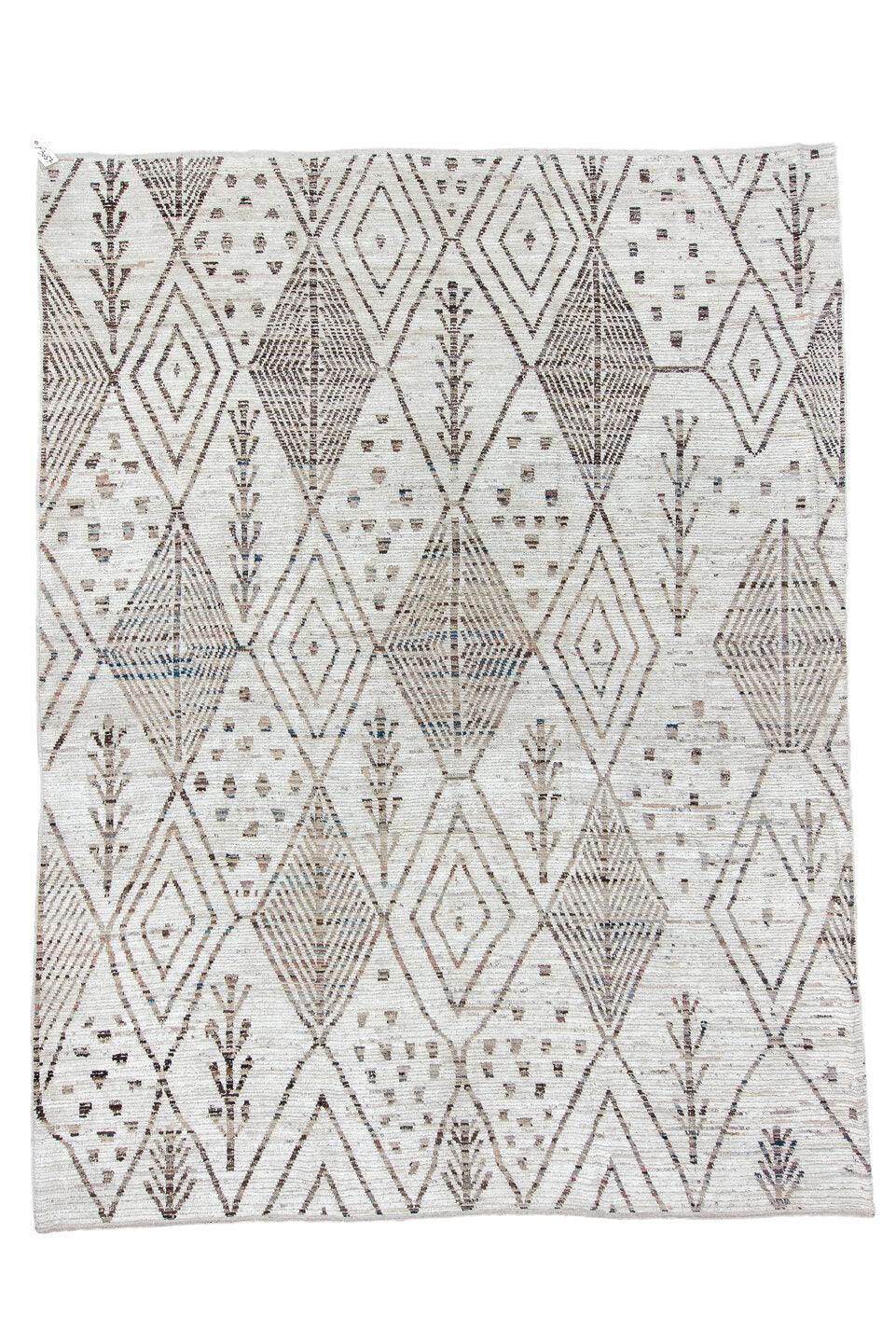 10' x 13' one-of-a-kind handmade vintage Tulu large size rug. Color palette: black, blue, charcoal, dark gray, dim gray